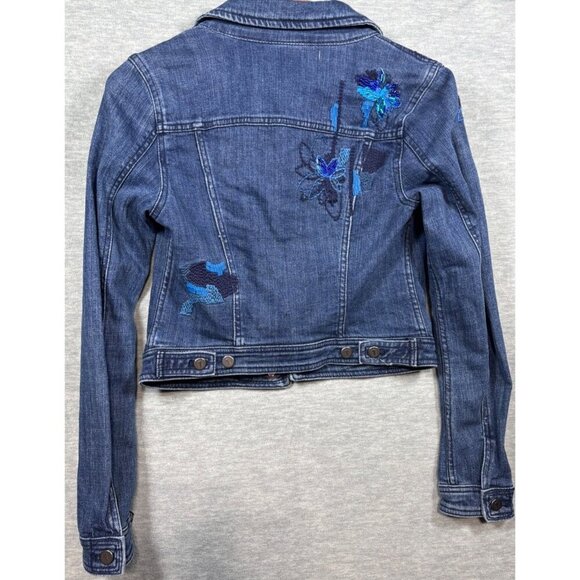 Pilcro & The Letterpress Anthropologie Floral Embroidered Denim‎ Jacket XS Blue - Picture 7 of 7